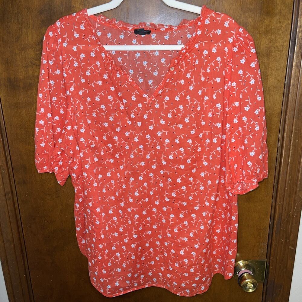 Talbots Women’s Plus Size Blouse Orange Floral 2x